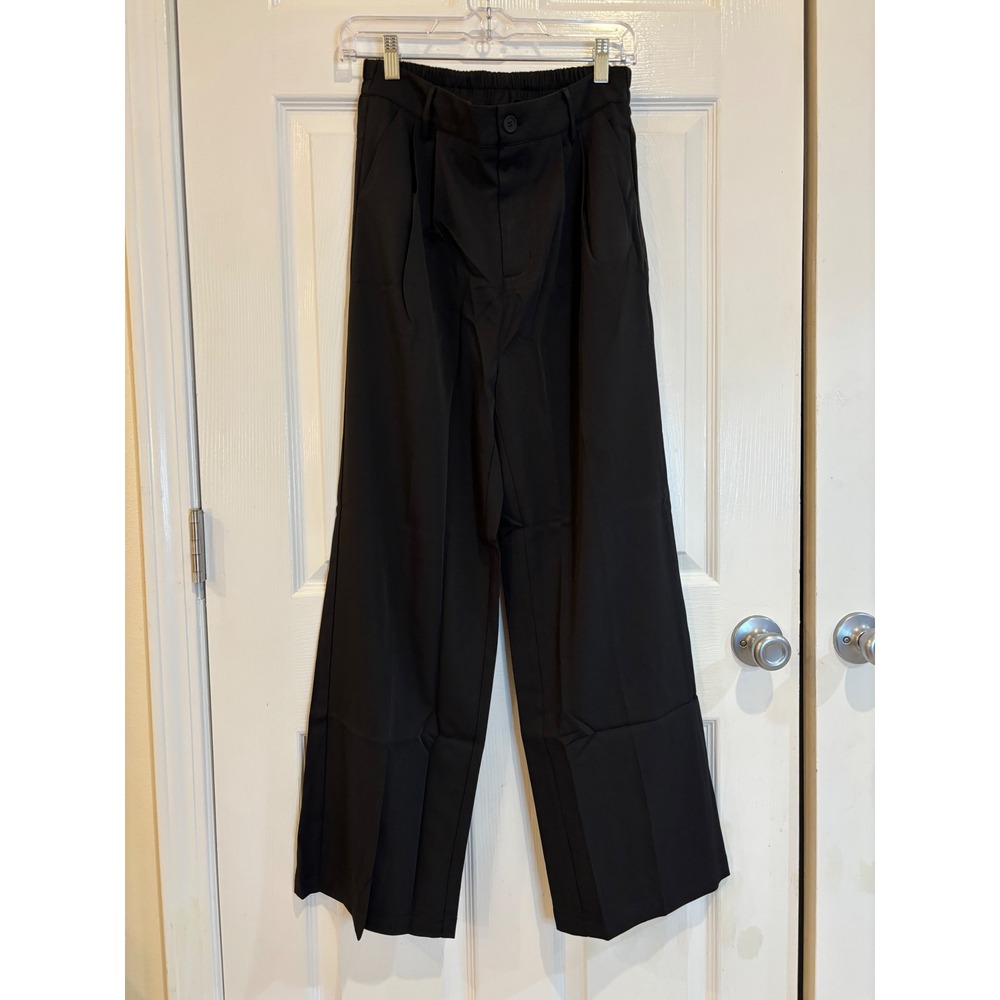 Tarse Wide Leg Dress Pants for‎ Women Pull On Black Career Casual Small